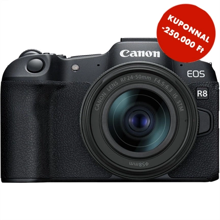 Canon EOS R8 + RF 24-50mm f/4.5-6.3 IS STM - 250.000Ft a CAN2024BSP kuponnal