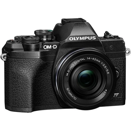 OLYMPUS OM-System E-M10IV 1442EZ DZ kit fekete/fekete/fekete MILC fényképezőgép KIT