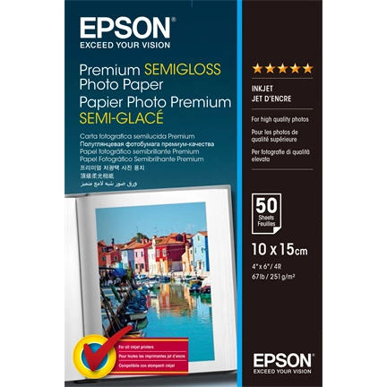 PHOTO PAPER EPSON Premium Semigloss 10x15cm 50lap 251g/m2