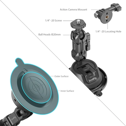 SMALLRIG Portable Suction Cup Mount Support for Action Cameras SC-1K 4193